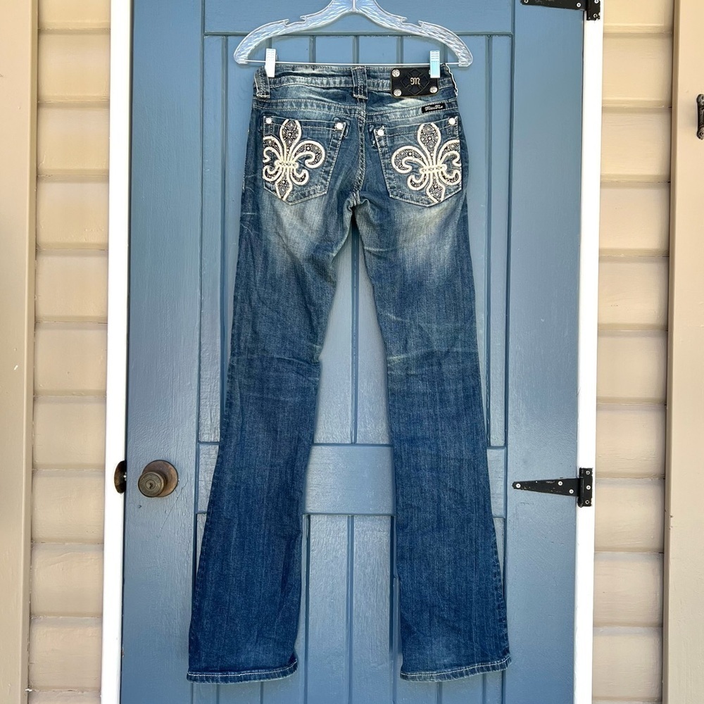 Miss Me Blue Boot Cut Jeans with Embroidered Back